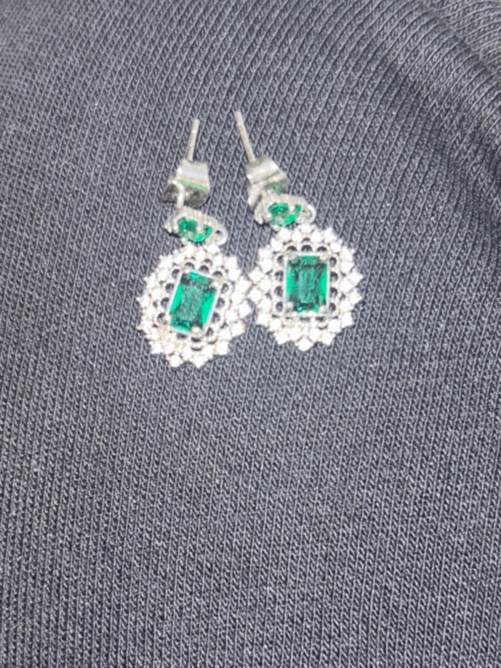 Emerald Halo Drop Earrings - Green Crystal Accent